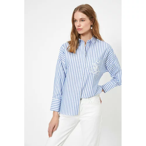 Koton Women's Blue Striped Shirt