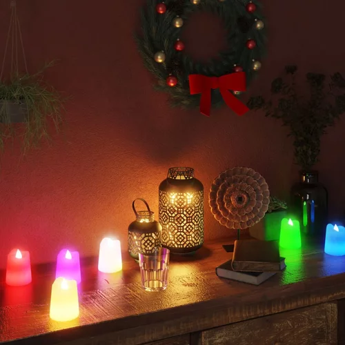 vidaXL Električne čajne svečke brez plamena LED 12 kosov barvne