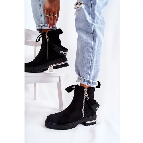 Kesi Women's warm boots with a zipper Black Calvaro
