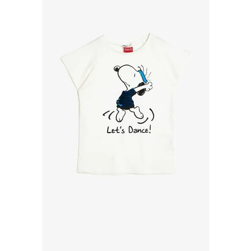 Koton Girl Ecru Boy Snoopy Licensed Printed Licensed T-Shirt