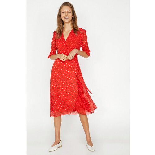 Koton Women's Red Polka Dot Detailed Dress  Cene