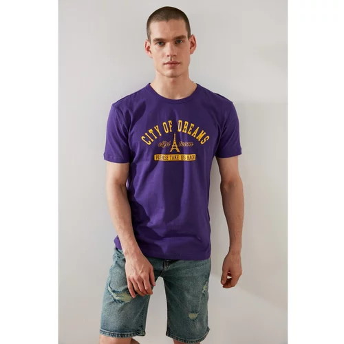 Trendyol Purple Men's Slim Fit Short Sleeve T-Shirt