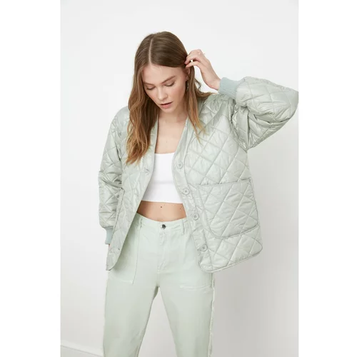 Trendyol Mint Wide Cut Oversize Pocket Quilted Inflatable Coat