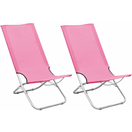 vidaXL Zložljivi stoli za na plažo 2 kosa roza blago