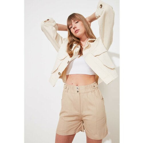 Trendyol beige front button shorts & bermuda  Cene