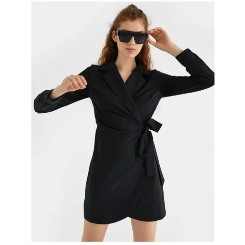 Koton Wrap Dress Shirt Collar Cotton Mini