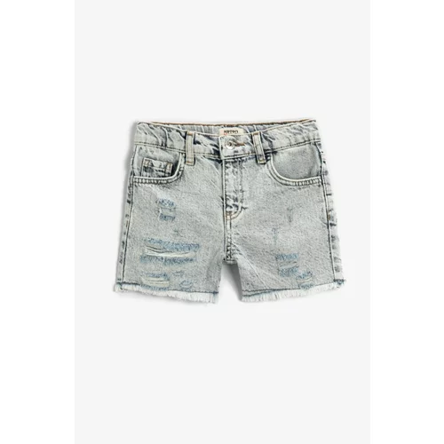 Koton Ripped Detailed Mini Denim Shorts Cotton