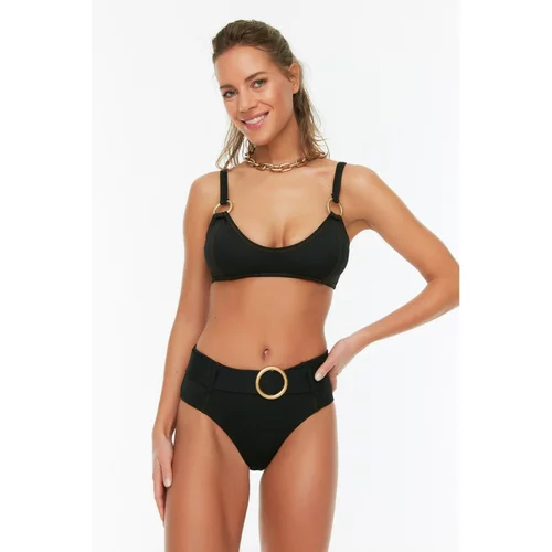 Trendyol Black Accessory Detailed High Waist Bikini Bottom