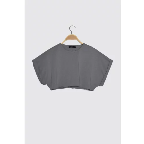 Trendyol Gray Super Crop Knitted T-Shirt