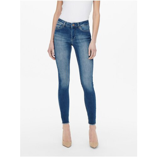 Only Dark Blue Women's Skinny Fit Jeans with Embroidered Effect Bl - Women Cene