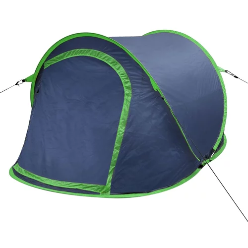 vidaXL Pop-up šotor za kampiranje za 2 osebi mornarsko moder / zelen