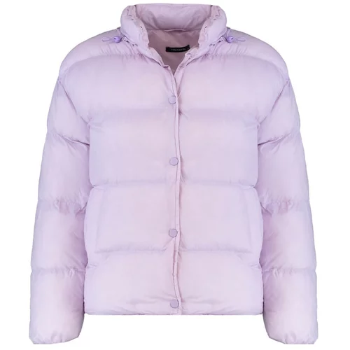 Trendyol Lilac Oversize Snap Closure Hidden Hooded Inflatable Coat