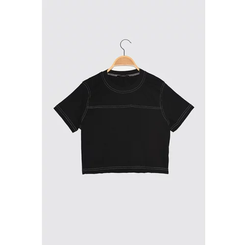 Trendyol Black Crop Knitted T-Shirt