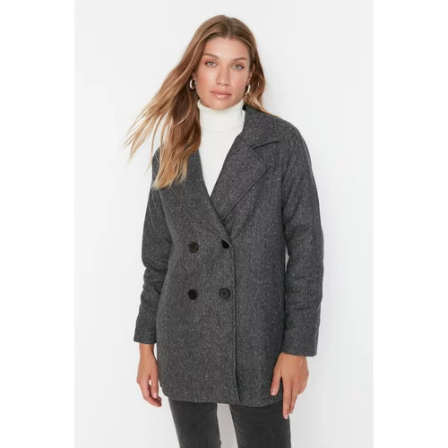 Trendyol Anthracite Buttoned Boucle Cachet Coat
