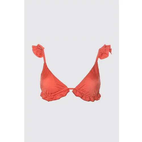 Trendyol Rose Dry Frilled Bikini Top