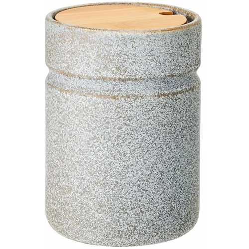Bloomingville Siva lončenina posoda z bambusovim pokrovom Kendra, 450 ml