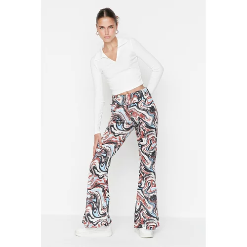 Trendyol Wideleg Printed Knitted Pants