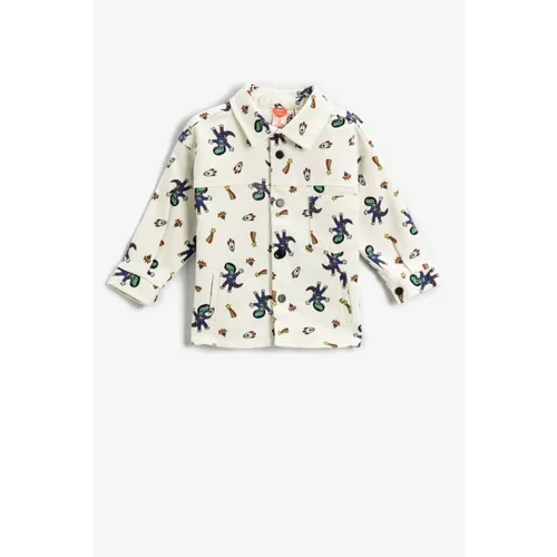 Koton Space Theme Printed Shirt Jacket Cotton