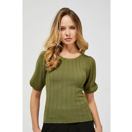 Moodo Structural striped sweater - olive
