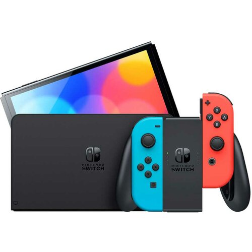 Nintendo konzola switch oled model neon red and blue Slike