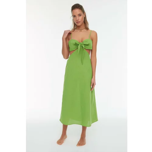 Trendyol Green Cut-Out Tie Detailed Beach Dress