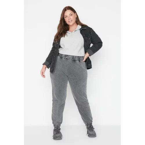Trendyol Curve Anthracite Washed Basic Jogger Knitted Thin Sweatpants