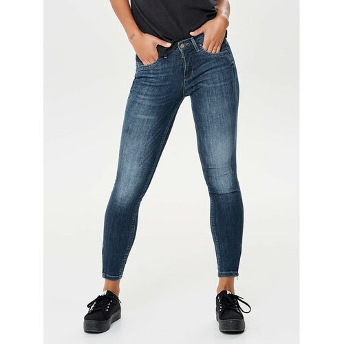 Only Blue Skinny Jeans with Leg Zippers - Women Cene