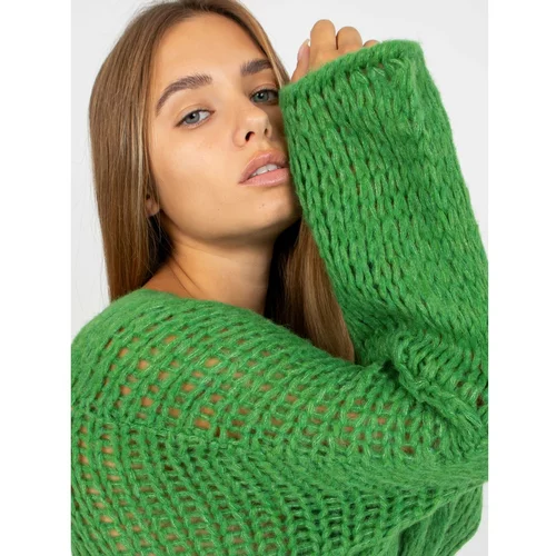 Fashionhunters OCH BELLA green oversize sweater with wide sleeves
