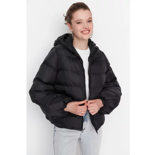 Trendyol Black Wide Cut Oversize Hooded Down Jacket