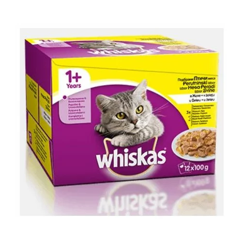 Mars pet Whiskas vrečka perutninski izbor v želeju, 12 x 100 g, hrana za mačke
