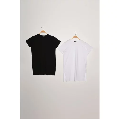 Trendyol Black and White Knitted Double Pack Short Sleeve T-Shirt