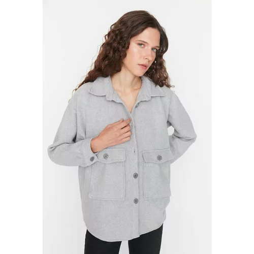 Trendyol Gray Buttoned Shirt Jacket