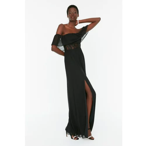 Trendyol Black Lace Detailed Evening Dress & Graduation Dress