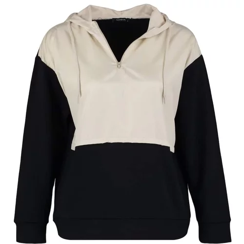 Trendyol Black Zipper Detailed Raised Basic Knitted Sweatshirt