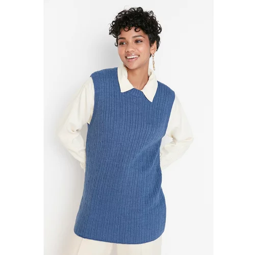 Trendyol Blue Crew Neck Knitwear Sweater