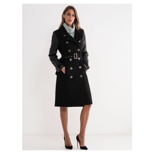 Legendww ženski crni kaput sa rukavima od veštačke kože 4789-9097-06  Cene