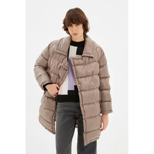 Trendyol Mink Arched Snap Closure Inflatable Coat