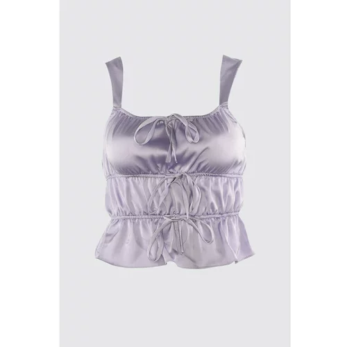 Trendyol Lilac Pleated Satin Blouse