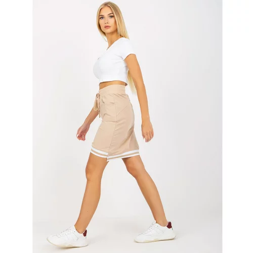 Fashionhunters OCH BELLA beige cotton mini skirt