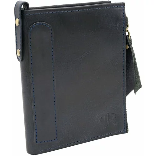 Fashionhunters Large navy blue genuine leather wallet for men