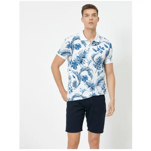 Koton Men's Polo Neck Short Sleeve Floral Patterned T-Shirt