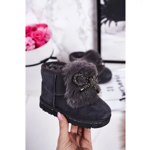 Kesi Children's Snow Boots Insulated With Fur Suede Grey Amelia
