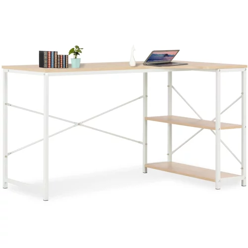 vidaXL Računalniška miza bela in hrast 120x72x70 cm