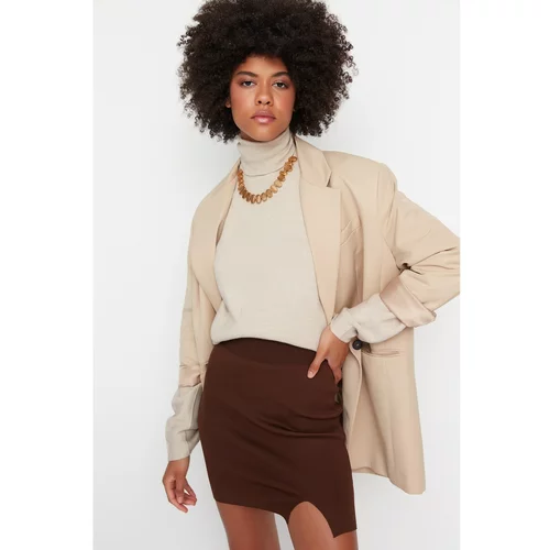 Trendyol Brown Mini Knitwear Skirt