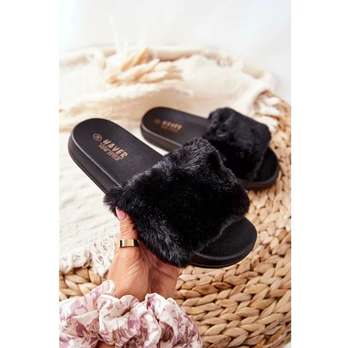Kesi Rubber Moulded Slippers With Eco Fur Black Emmie