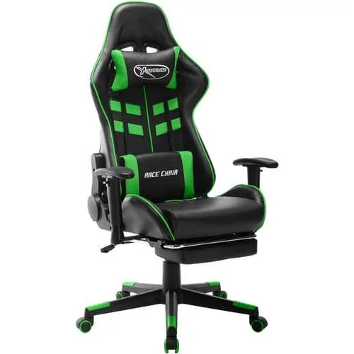 Den Gaming stol z oporo za noge črno in zeleno umetno usnje
