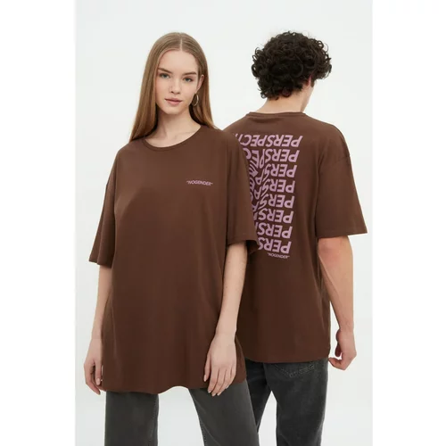 Trendyol Dark Brown Unisex Oversize T-Shirt