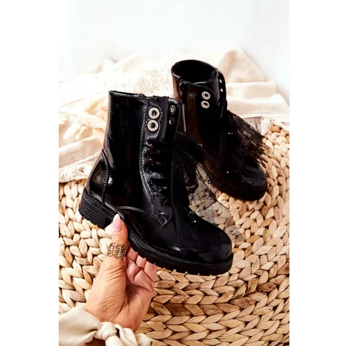 Kesi Children's Spring Lacquered Black Boots from Semissa