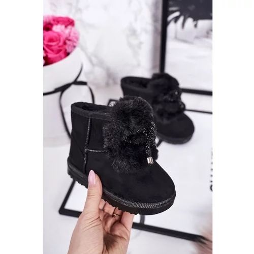 Kesi Children's Snow Boots Insulated With Fur Suede Black Amelia