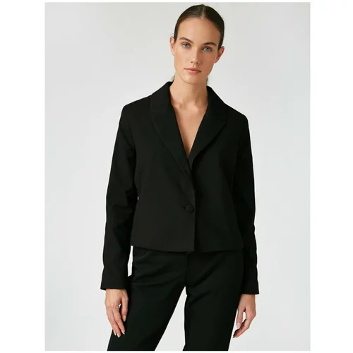 Koton Women's Black Button Blazer Jacket